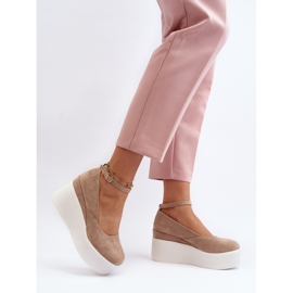 Alpargatas con cuña Malla de mujer de color beige 10