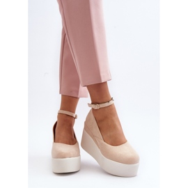 Alpargatas de Mujer con Cuña Malla Beige Claro 4