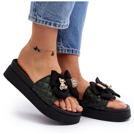 Chanclas de Mujer con Lazo y Osito, Negro Katterina 8