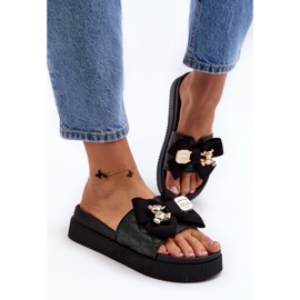 Chanclas de Mujer con Lazo y Osito, Negro Katterina 3