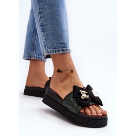 Chanclas de Mujer con Lazo y Osito, Negro Katterina 4