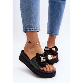 Chanclas de Mujer con Lazo y Osito, Negro Katterina 6