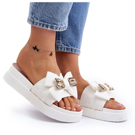 Chanclas de Mujer con Lazo y Osito, Blanco Katterina 9