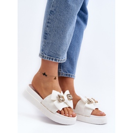 Chanclas de Mujer con Lazo y Osito, Blanco Katterina 2