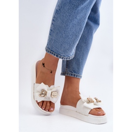 Chanclas de Mujer con Lazo y Osito, Blanco Katterina 3