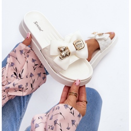 Chanclas de Mujer con Lazo y Osito, Blanco Katterina 8