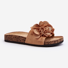 Chanclas de mujer con flores, Marrón Lulania 2
