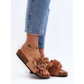 Chanclas de mujer con flores, Marrón Lulania 3