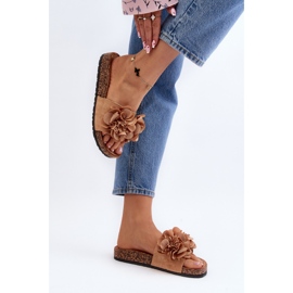 Chanclas de mujer con flores, Marrón Lulania 4