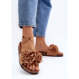 Chanclas de mujer con flores, Marrón Lulania 5