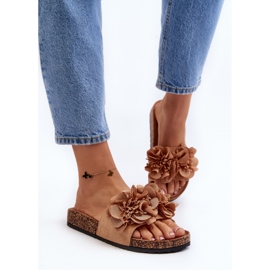 Chanclas de mujer con flores, Marrón Lulania 6