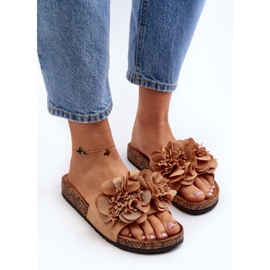 Chanclas de mujer con flores, Marrón Lulania 7