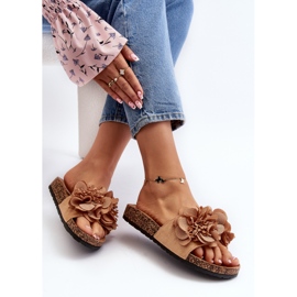 Chanclas de mujer con flores, Marrón Lulania 8
