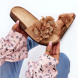 Chanclas de mujer con flores, Marrón Lulania 9