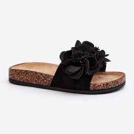 Chanclas de mujer con flores, Negro Lulania 2