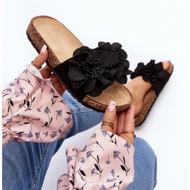 Chanclas de mujer con flores, Negro Lulania 1