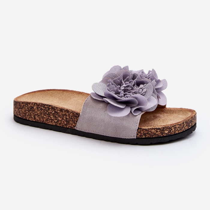 Chanclas de mujer con flores, Gris Lulania 2
