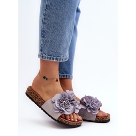 Chanclas de mujer con flores, Gris Lulania 3