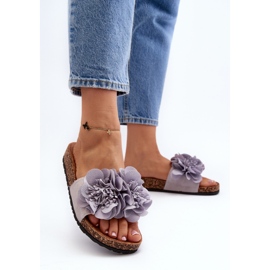 Chanclas de mujer con flores, Gris Lulania 4