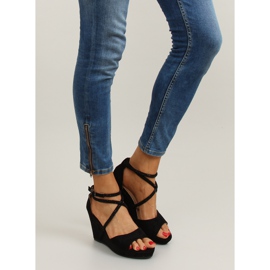 Sandalias con cuña F162 negro 5
