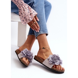 Chanclas de mujer con flores, Gris Lulania 8