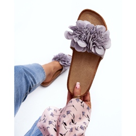 Chanclas de mujer con flores, Gris Lulania 1