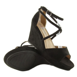 Sandalias con cuña F162 negro 2