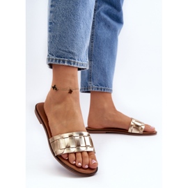 Chanclas planas Namrita doradas clásicas para mujer dorado 4