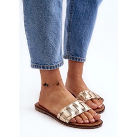 Chanclas planas Namrita doradas clásicas para mujer dorado 6
