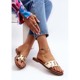 Chanclas planas Namrita doradas clásicas para mujer dorado 7