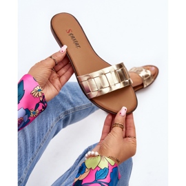 Chanclas planas Namrita doradas clásicas para mujer dorado 8