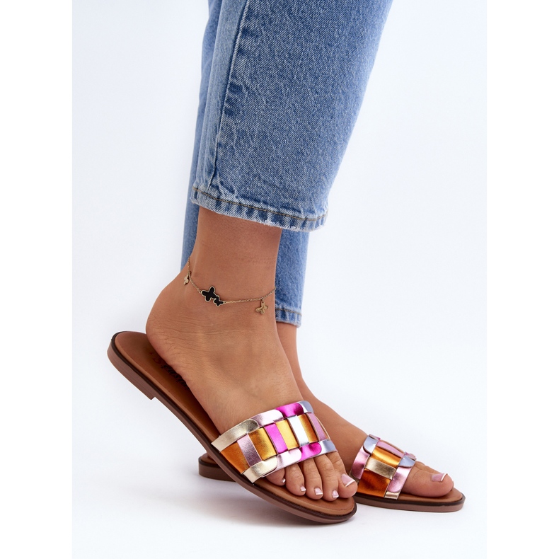 Chanclas Planas Clásicas Mujer Multicolor Namrita dorado 2