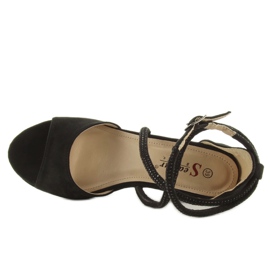 Sandalias con cuña F162 negro 4