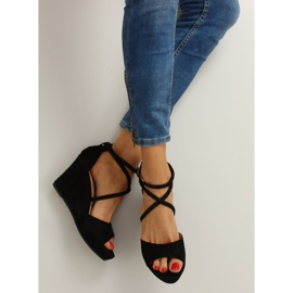 Sandalias con cuña F162 negro 6