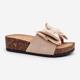 Chanclas de Mujer con Plataforma de Corcho y Lazo, Beige Tarena 3
