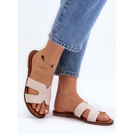 Chanclas de Mujer con Aberturas Beige Lumossa 3