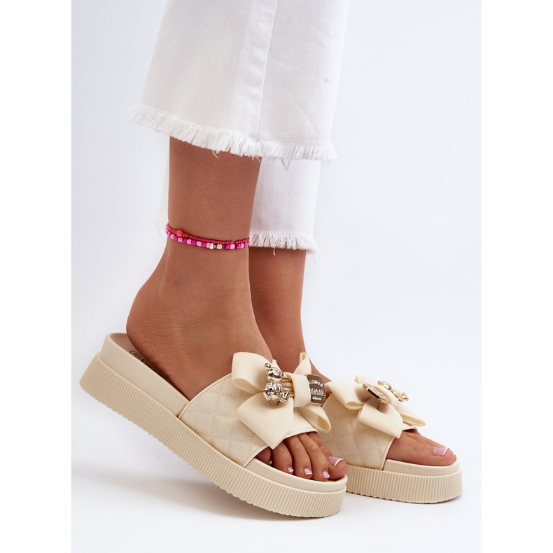 Chanclas de Mujer Beige con Lazo y Osito Katterina 2