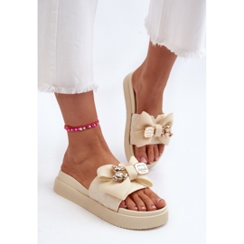 Chanclas de Mujer Beige con Lazo y Osito Katterina 3
