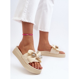 Chanclas de Mujer Beige con Lazo y Osito Katterina 5