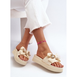 Chanclas de Mujer Beige con Lazo y Osito Katterina 6