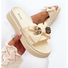 Chanclas de Mujer Beige con Lazo y Osito Katterina 7
