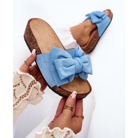 Chanclas de mujer Tarena azul con plataforma de corcho y lazo 8