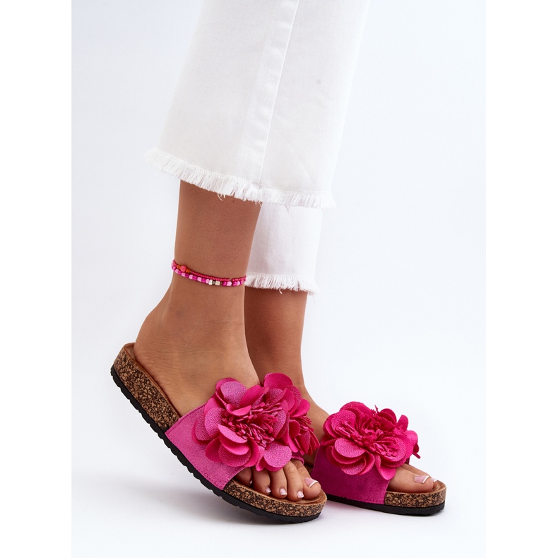 Chanclas de Mujer Con Flores Fucsia Lulania rosa 2