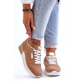 Deportivas con cordones de piel beige con plataforma 4