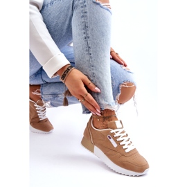 Deportivas con cordones de piel beige con plataforma 3