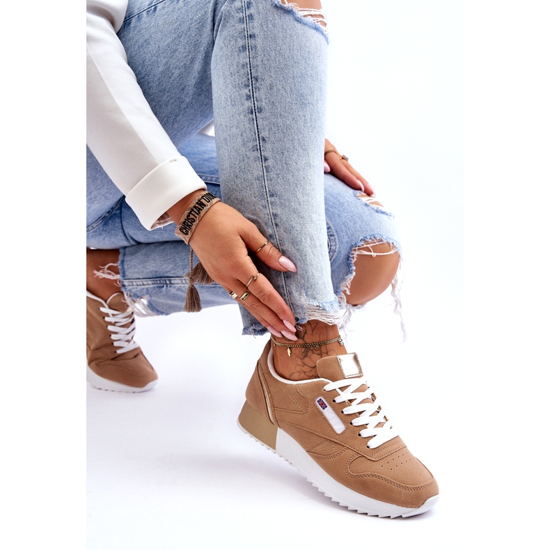 Deportivas con cordones de piel beige con plataforma 3