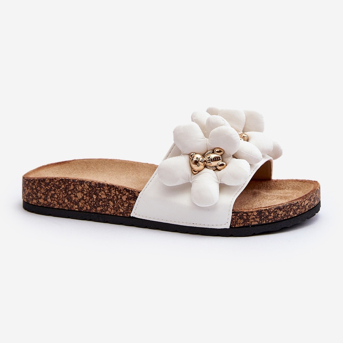 Chanclas de mujer con adornos, blanco Bunlia 1