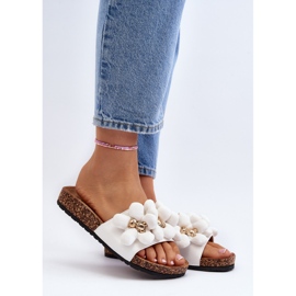 Chanclas de mujer con adornos, blanco Bunlia 2 Chanclas de mujer con adornos, blanco Bunlia 2