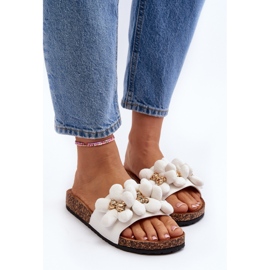 Chanclas de mujer con adornos, blanco Bunlia 4