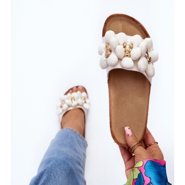 Chanclas de mujer con adornos, blanco Bunlia 6